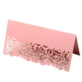 Pink laser-cut lace table tent cards with pearlescent finish for wedding seating - Pink