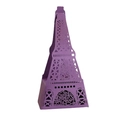 Laser-cut purple Eiffel Tower gift box with floral patterns for weddings and parties - Dark Purple