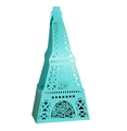 Lake blue Eiffel Tower favor box with intricate laser-cut rose patterns for weddings - Tiffany Blue