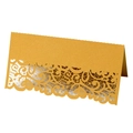 Elegant gold glitter laser-cut table card with intricate lace pattern for weddings - Gold