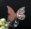 Pink laser-cut butterfly place cards for wine glasses on wedding tables decoration - Pink (BK119)