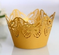 Caissettes à cupcakes papillon découpées au laser en or mat pour décor de dessert - 5cm / Or