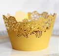 Pirottini per cupcake oro perlato con rose intagliate a laser per decorazioni nozze - Oro