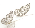 Close-up of golden laser-cut butterfly decorations with intricate floral patterns - Double-sided Silver
