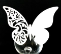 Laser cut white butterfly place card for wedding wine glass decoration with hollow wing - White