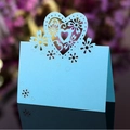 Marque-place bleu ciel découpé au laser avec motifs de cœur et marguerite pour décoration - Bleu Tiffany
