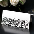 Elegant white laser cut table place cards with lace design for wedding banquet decor - White