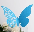 Carte papillon bleue découpée au laser pour décoration de verre de mariage - Bleu Ciel