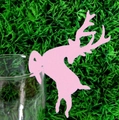 Segnaposto a forma di renna rosa tagliata al laser per bicchieri da sposa o di Natale - Rosa