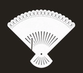 Laser cut white paper fan place cards with elegant geometric镂空patterns for weddings - White