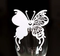 Elegant laser-cut butterfly place card in white pearlescent paper for wedding wine glasses - White