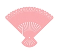 Pale pink laser-cut fan-shaped place cards with intricate hollow patterns for weddings - Pink