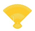 Laser cut yellow fan shaped wedding place card with elegant hollowed pattern details - Gold