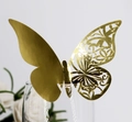 Golden laser-cut butterfly cup card decoration for wedding table setting and parties - Reflective Gold