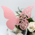 Pink pearl butterfly wine glass place cards with laser cut hollow design for wedding decor - Pink