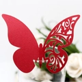 Elegant red butterfly wine glass card with laser-cut hollow design for wedding decor - Pearlescent Red