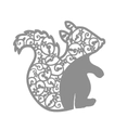 Laser-cut squirrel place cards made of silver pearlescent paper for wedding table decor - Silver Grey