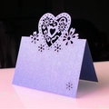 Elegant purple glitter laser-cut heart and floral name place cards for wedding tables - Sapphire Blue