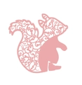 Pink squirrel-shaped laser-cut place card made of premium pearlescent paper for weddings - Pink