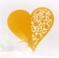 Segnaposto a cuore dorato intagliato al laser per decorazione bicchiere nozze - Oro