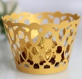 Lasergesneden gouden holle kant cupcake wikkel met geometrisch bloemmotief ontwerp - 5cm / Goud