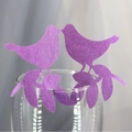 Sparkling purple laser-cut bird wine glass cards for wedding and party decorations - Dark Purple
