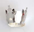 Silver hollow crown cake wrapper with Halloween haunted castle and skull motifs - 5cm / Reflective Silver