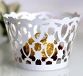Elegante witte lasergesneden cupcake wrappers met geometrische patronen voor decoratie - 5cm / Wit