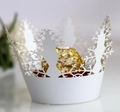 Pirottini per cupcake in carta tagliata al laser con motivi a fiocco di neve e alberi di Natale - Bianco