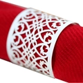 Élégant rond de serviette blanc découpé au laser avec motifs de vignes ajourés - Blanc