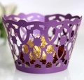 Purple laser-cut lace cupcake wrappers with elegant geometric patterns for party decor - 5cm / Dark Purple