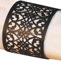 Bracelet manchette large noir bohème avec motifs floraux découpés au laser - café