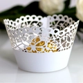 Pirottini per cupcake bianchi tagliati al laser con cuori e motivi floreali - 5cm / Bianco
