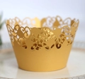Caissettes à cupcakes dorées découpées au laser avec motifs dentelle pour fêtes et mariages - 5cm / Or