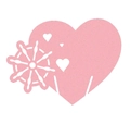 Hollow heart-shaped place card with a white nautical steering wheel for party decor - Pink