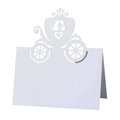 Laser cut pumpkin carriage place cards in white cardstock for wedding table seating - White