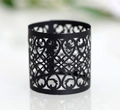 Elegante portatovagliolo nero con motivi floreali a cuore tagliati al laser per matrimoni - Nero Cachi