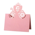 Pink laser-cut pumpkin carriage place card with hollow pattern for wedding table decor - Pink