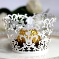 Caissettes à cupcakes découpées au laser blanc avec motifs de vigne pour décor de mariage - Blanc