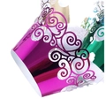 Deep purple laser-cut cupcake wrappers with elegant hollow floral patterns for weddings - Reflective Rose Red