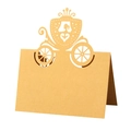 Elegant laser-cut golden pumpkin carriage wedding place cards for reception seating - Gold