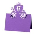 Purple laser cut pumpkin carriage place cards for weddings and royal themed events - Dark Purple