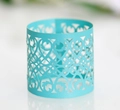 Anello portatovagliolo in carta blu Tiffany tagliato al laser con motivi a cuore - Blu Tiffany