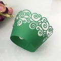 Involucri per cupcake verdi tagliati al laser con motivo a nuvola e vite per feste - 5*5*8CM / Verde Scuro