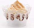 Elegante weiße Cupcake-Förmchen mit Laserschnitt-Blumenmuster für Muffin-Deko - 5cm / Weiß