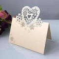 Segnaposto a cuore color oro champagne con eleganti decori floreali tagliati al laser - Stella Crema Gioiello