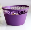 Pirottino per cupcake viola tagliato al laser con scritta Merry Christmas decorativa - 5*5*8CM / Viola scuro