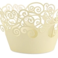 Eleganti pirottini per cupcake bianco avorio con intricato motivo a spirale traforato - 5*5*8CM / Stella Crema Gioiello