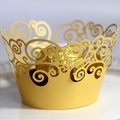 Caissette à cupcakes dorée découpée au laser avec motifs en spirale pour décor de fête - 5*5*8CM / Or