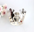 Silver mirror ghost and tombstone hollow crown for Halloween cake decoration - Reflective Silver